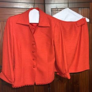 Orange Kasper skirt suit